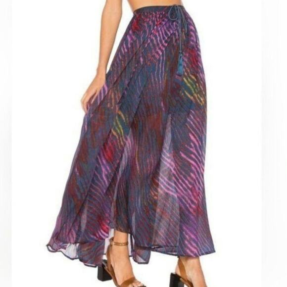 Free People True To You Animal Zebra Tiger Rainbow Print Maxi Skirt - Picture 4 of 5